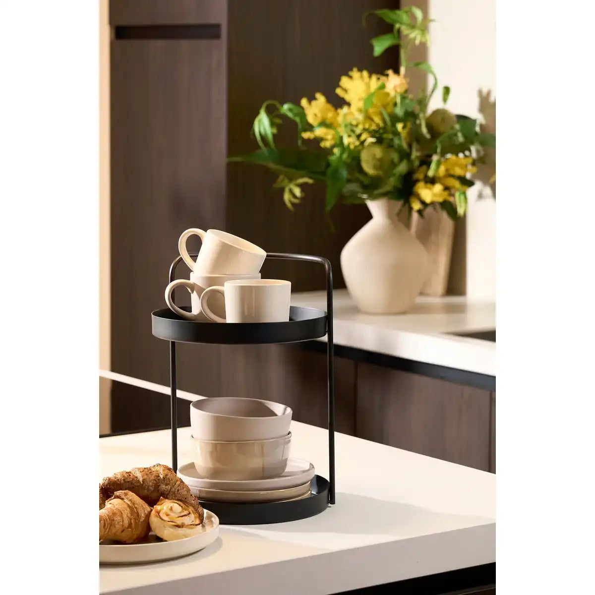 Stanli Etagère 2 -Layer - H35 x Ø25 cm - Metall - Schwarz - HomeDesign Knaus