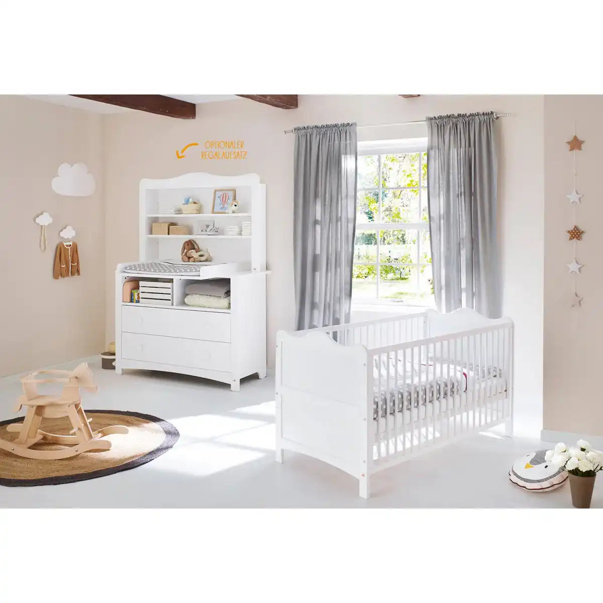 Starter-Set 'Florentina' extrabreit, inkl. extra breites Regal
3-teilig: Kinderbett, extra breite Wickelkommode inkl. Extra breites Regal - HomeDesign Knaus
