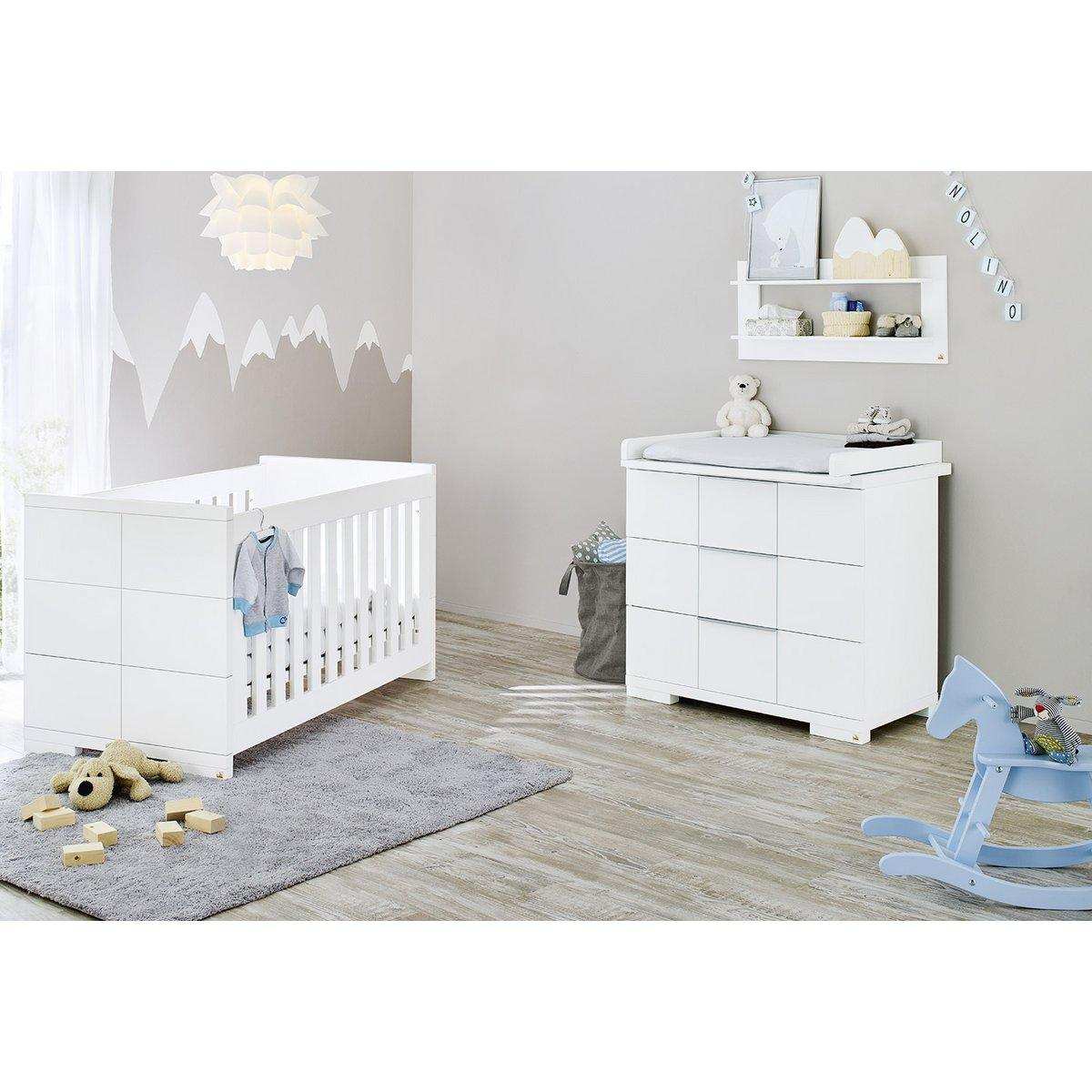 Starterset 'Polar' breit
2-teilig: Kinderbett, breite Wickelkommode - HomeDesign Knaus