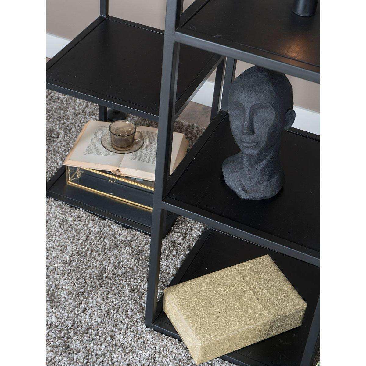 Stehlampe mit ablage Vintage Black Mangoholz 160 cm - HomeDesign Knaus