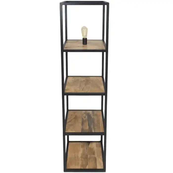 Stehlampe mit ablage Vintage Black Mangoholz 160 cm - HomeDesign Knaus