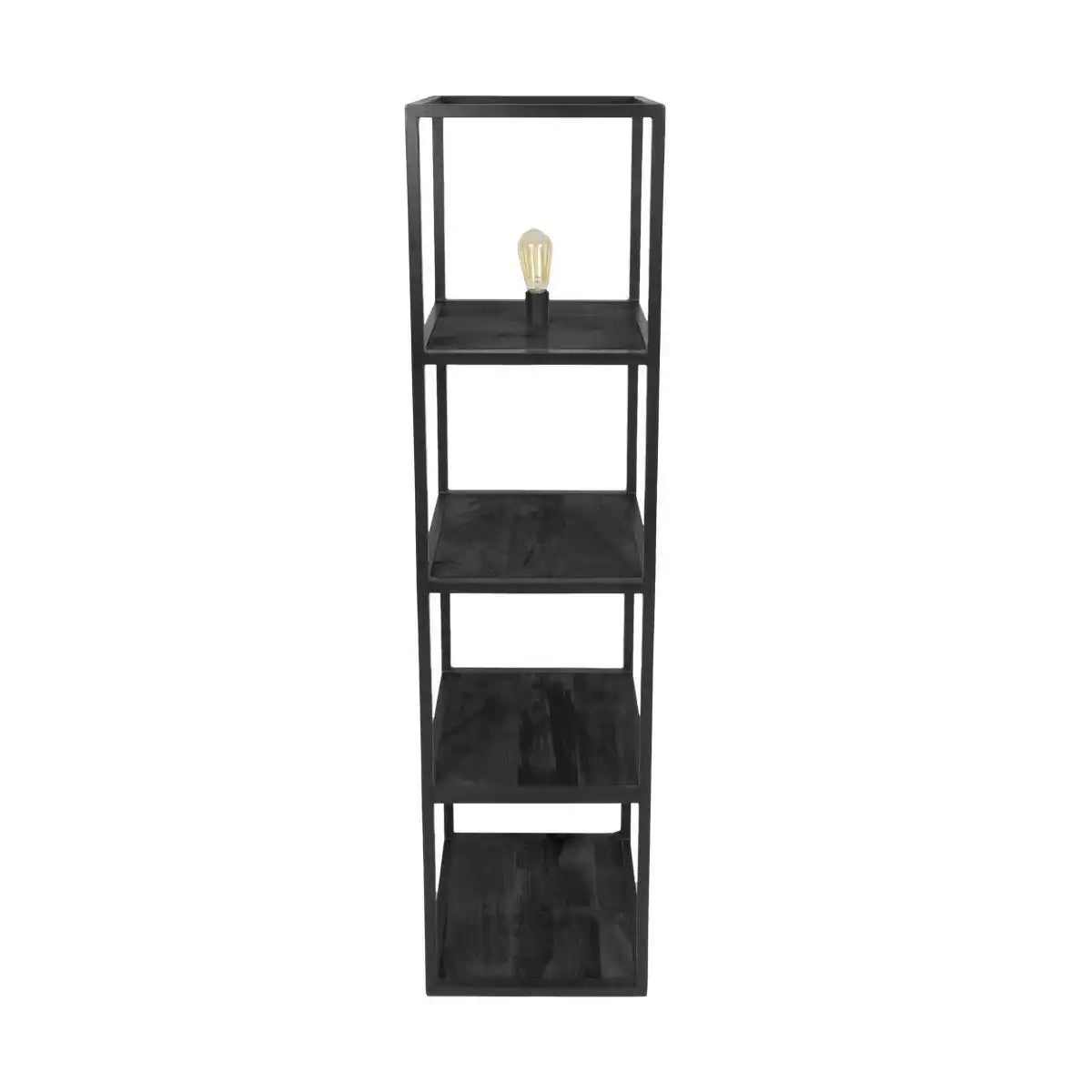 Stehlampe mit ablage Vintage Black Mangoholz 160 cm - HomeDesign Knaus