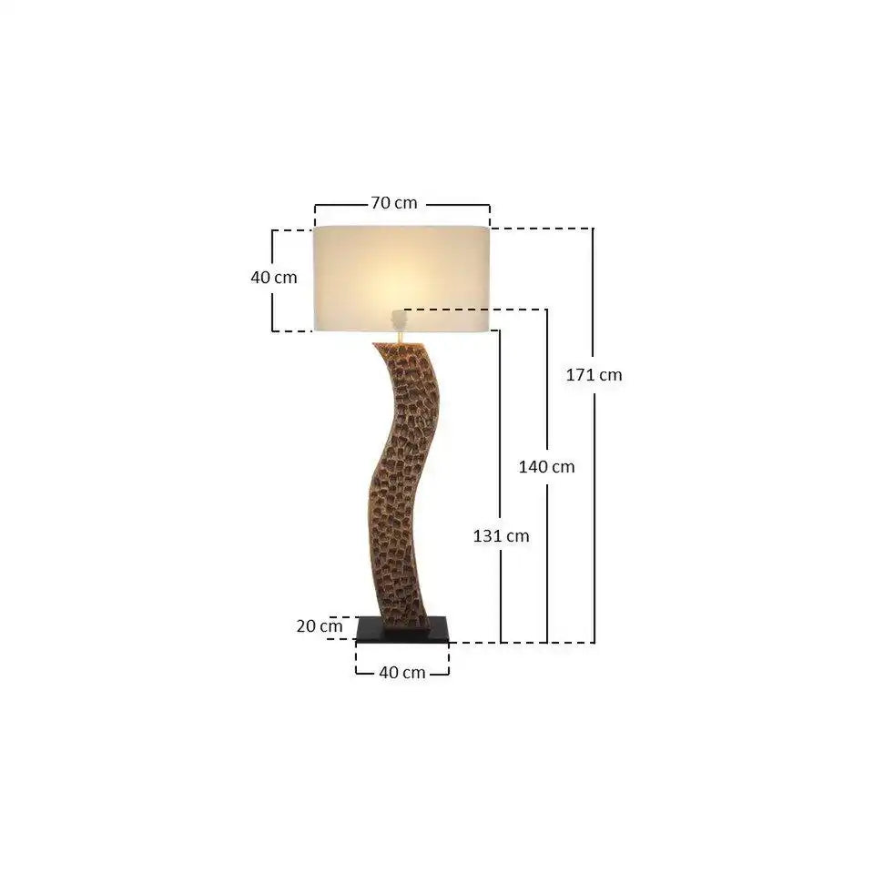 Stehleuchte Akazie/Leinen Natur 171 cm - HomeDesign Knaus