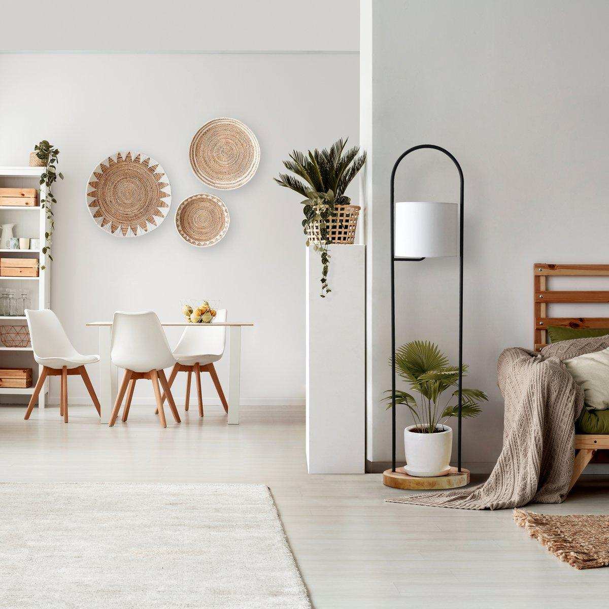 Stehleuchte Akazienholz Natur/Weiß 153 cm - HomeDesign Knaus