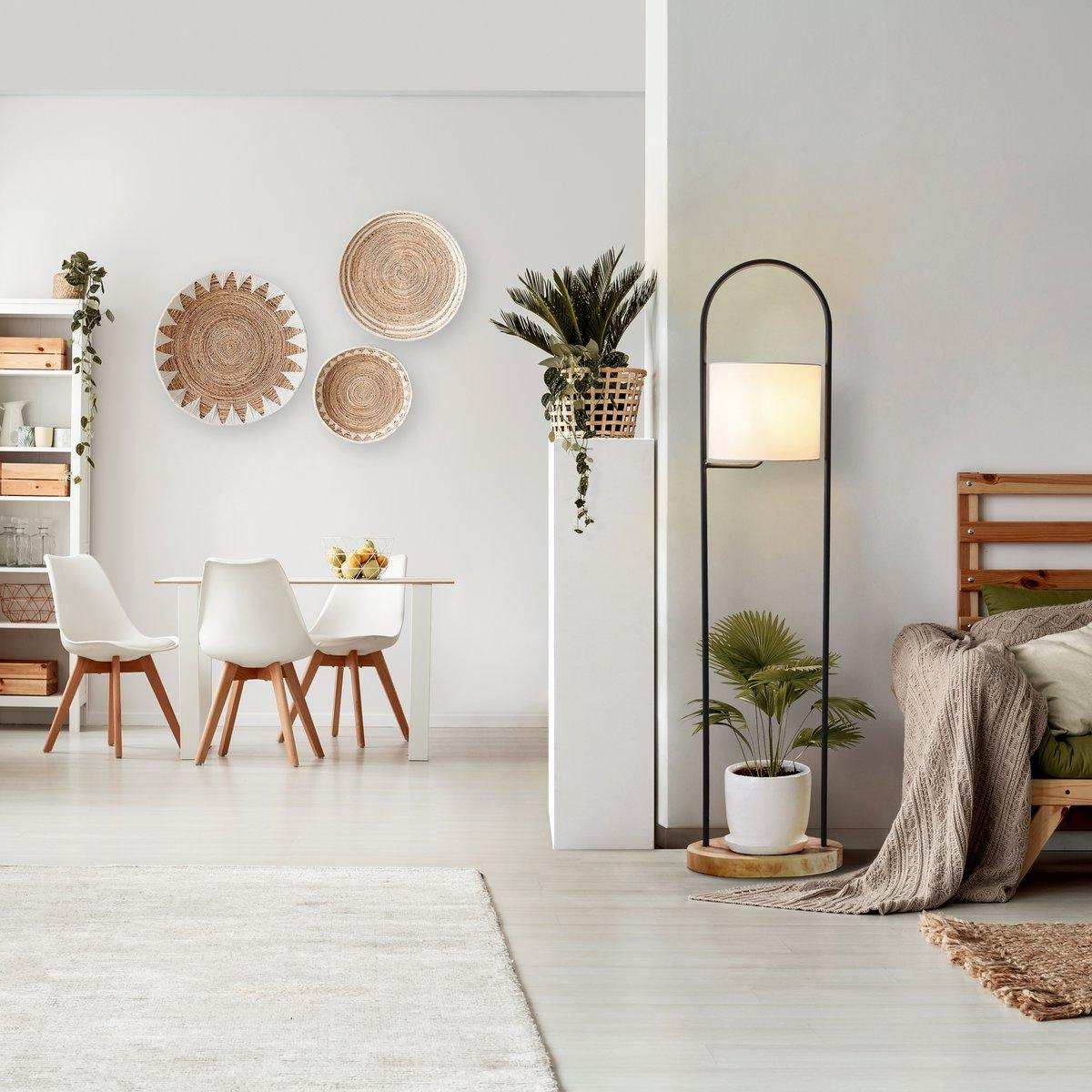 Stehleuchte Akazienholz Natur/Weiß 153 cm - HomeDesign Knaus