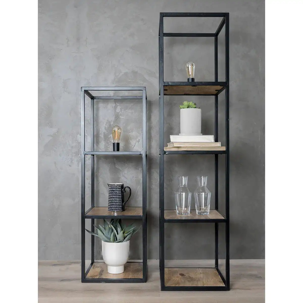 Stehleuchte Mangoholz Metall Vintage 160 cm - HomeDesign Knaus