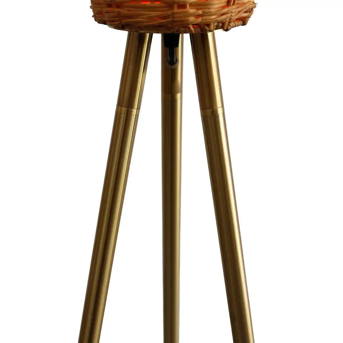 Stehleuchte mit Geflechtschirm Messing/Natur 150 cm - HomeDesign Knaus