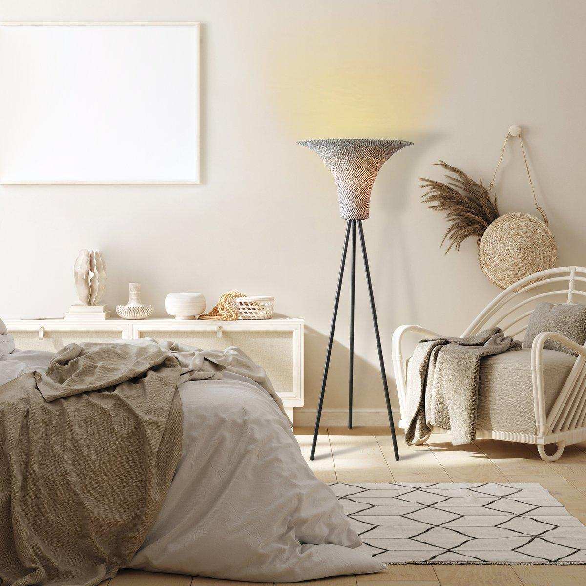 Stehleuchte mit Geflechtschirm Natur/Schwarz 152 cm - HomeDesign Knaus