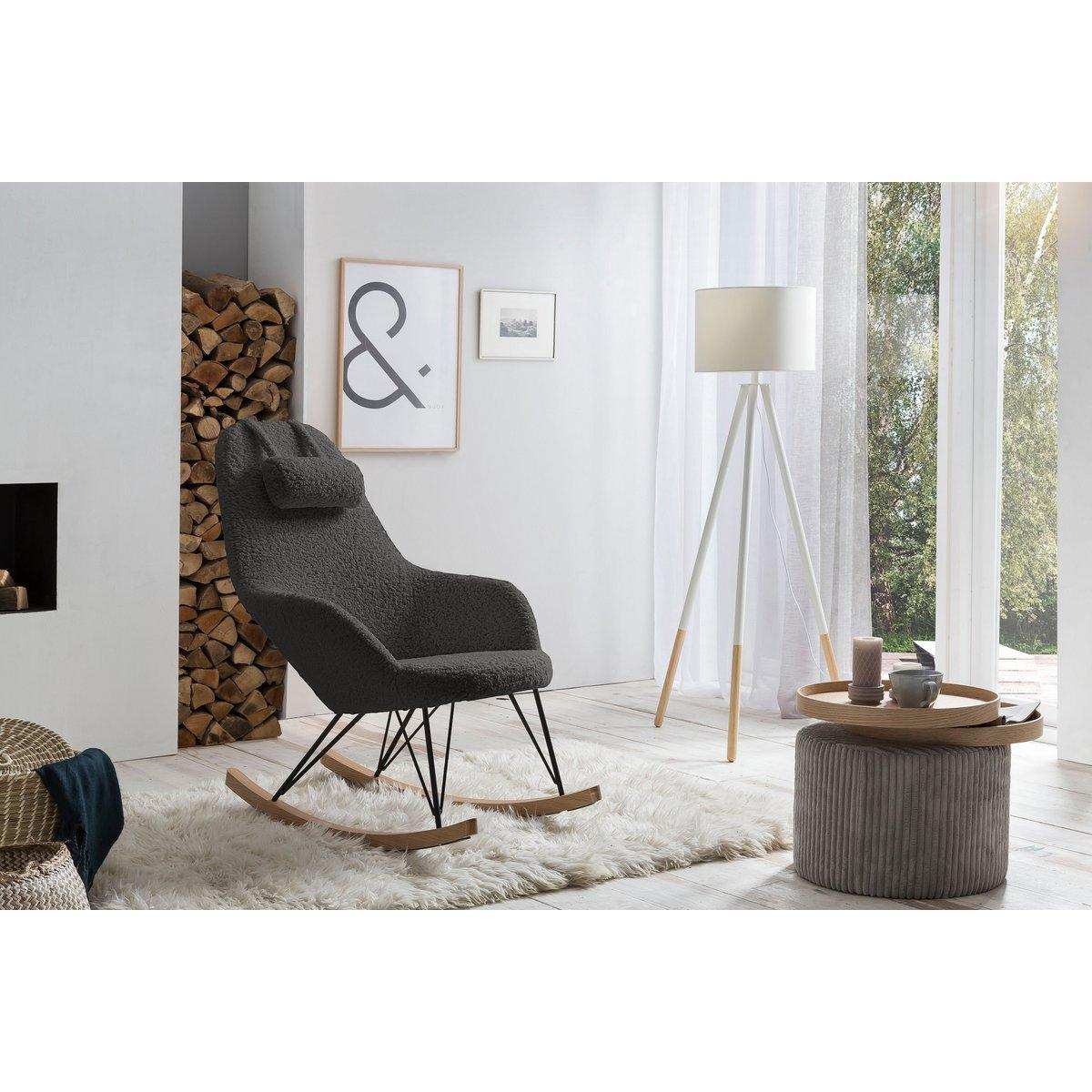 Stehleuchte mit Holzgestell und Stoffschirm Weiß/Natur - HomeDesign Knaus