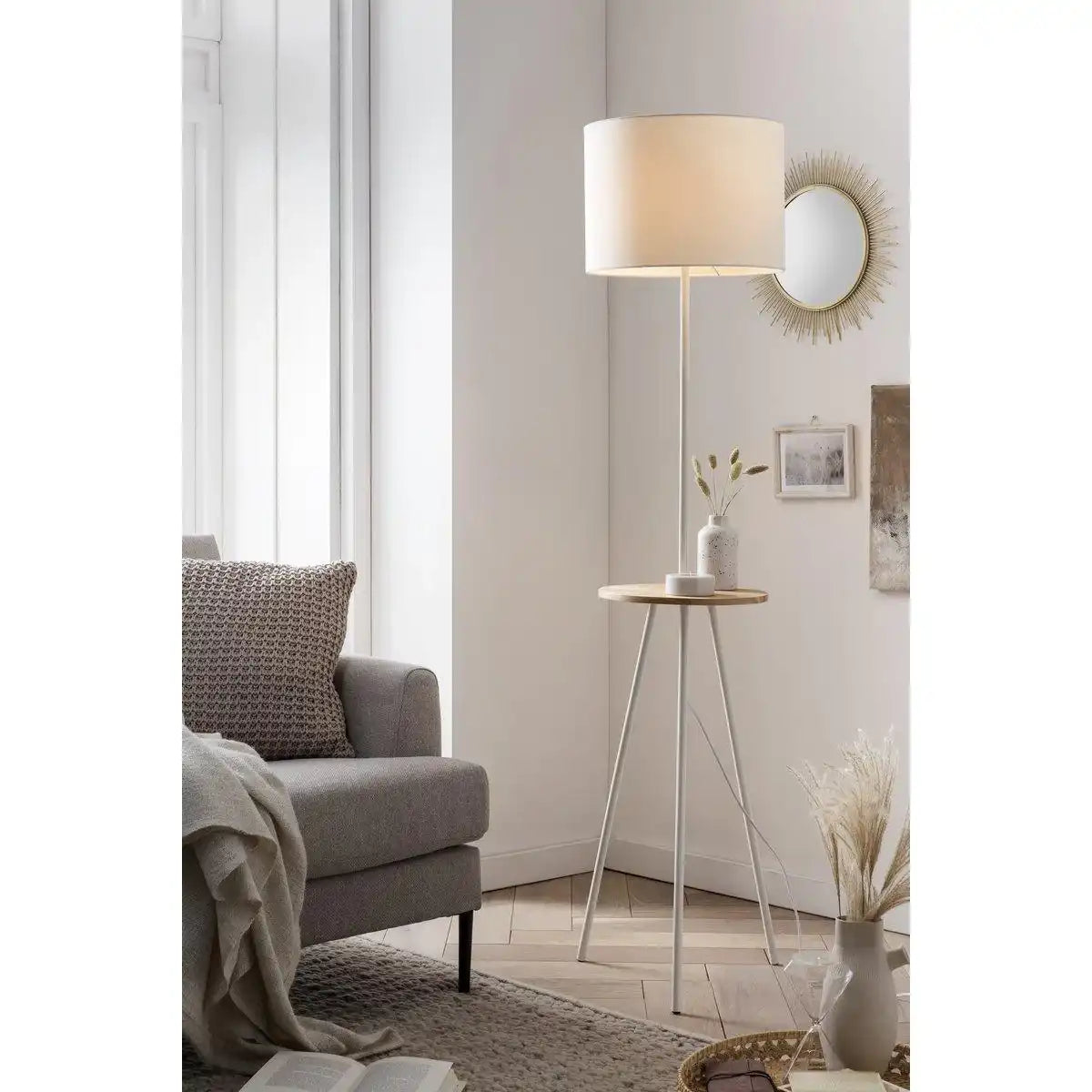 Stehleuchte mit Holztablett - HomeDesign Knaus
