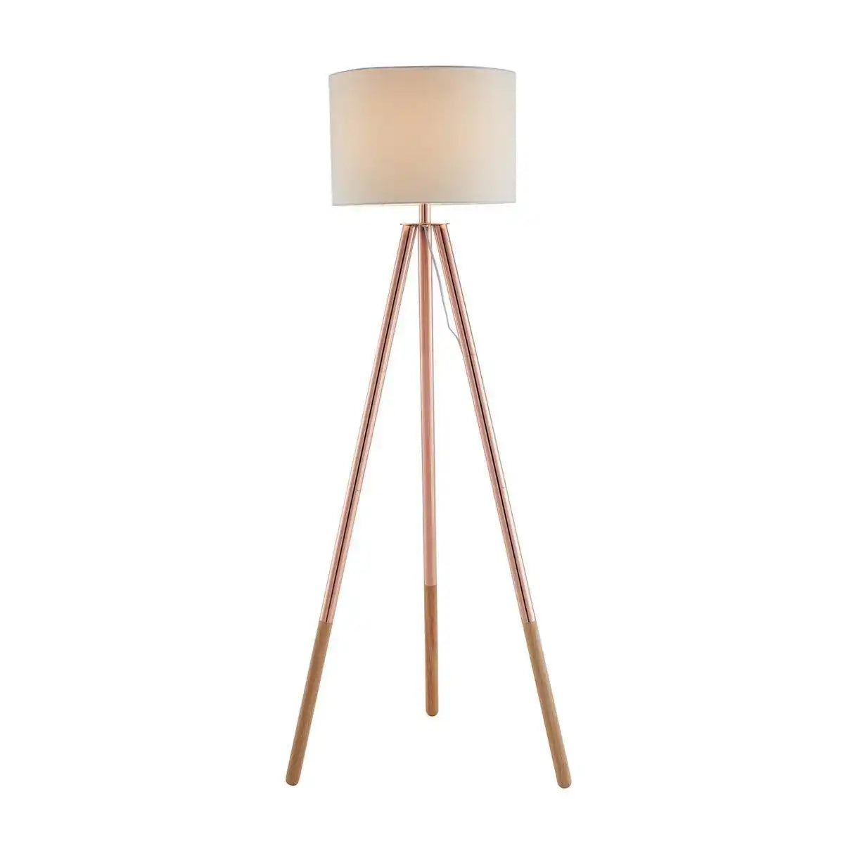 Stehleuchte mit Textilschirm Kupfer / Weiß - HomeDesign Knaus