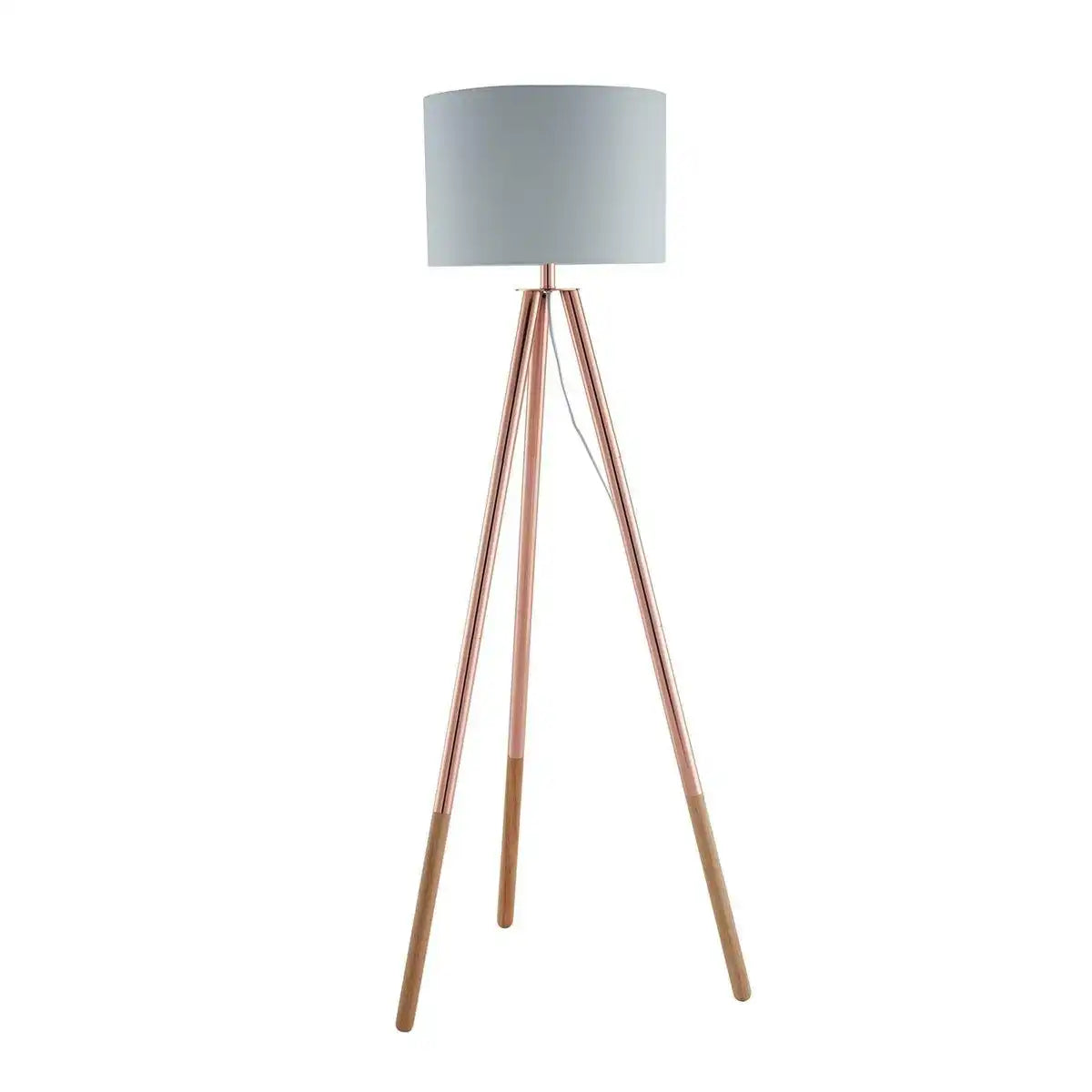 Stehleuchte mit Textilschirm Kupfer / Weiß - HomeDesign Knaus