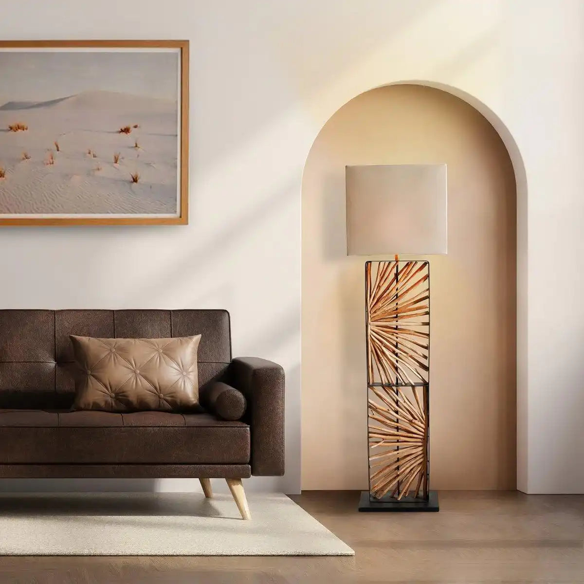 Stehleuchte Treibholz Natur/Beige 165 cm - HomeDesign Knaus