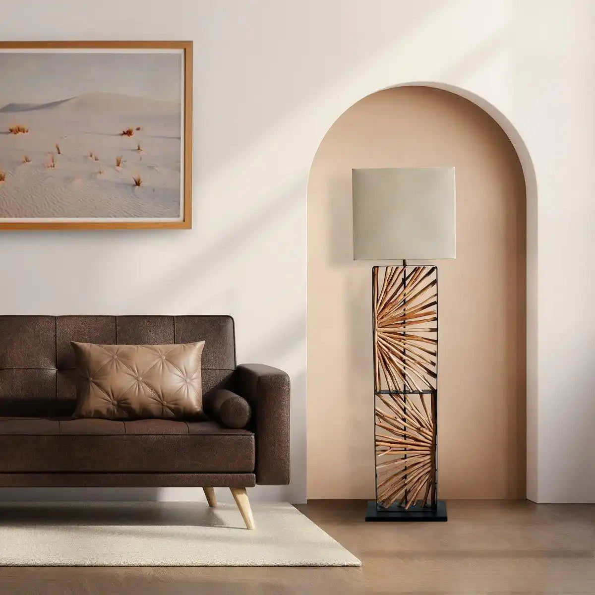 Stehleuchte Treibholz Natur/Beige 165 cm - HomeDesign Knaus