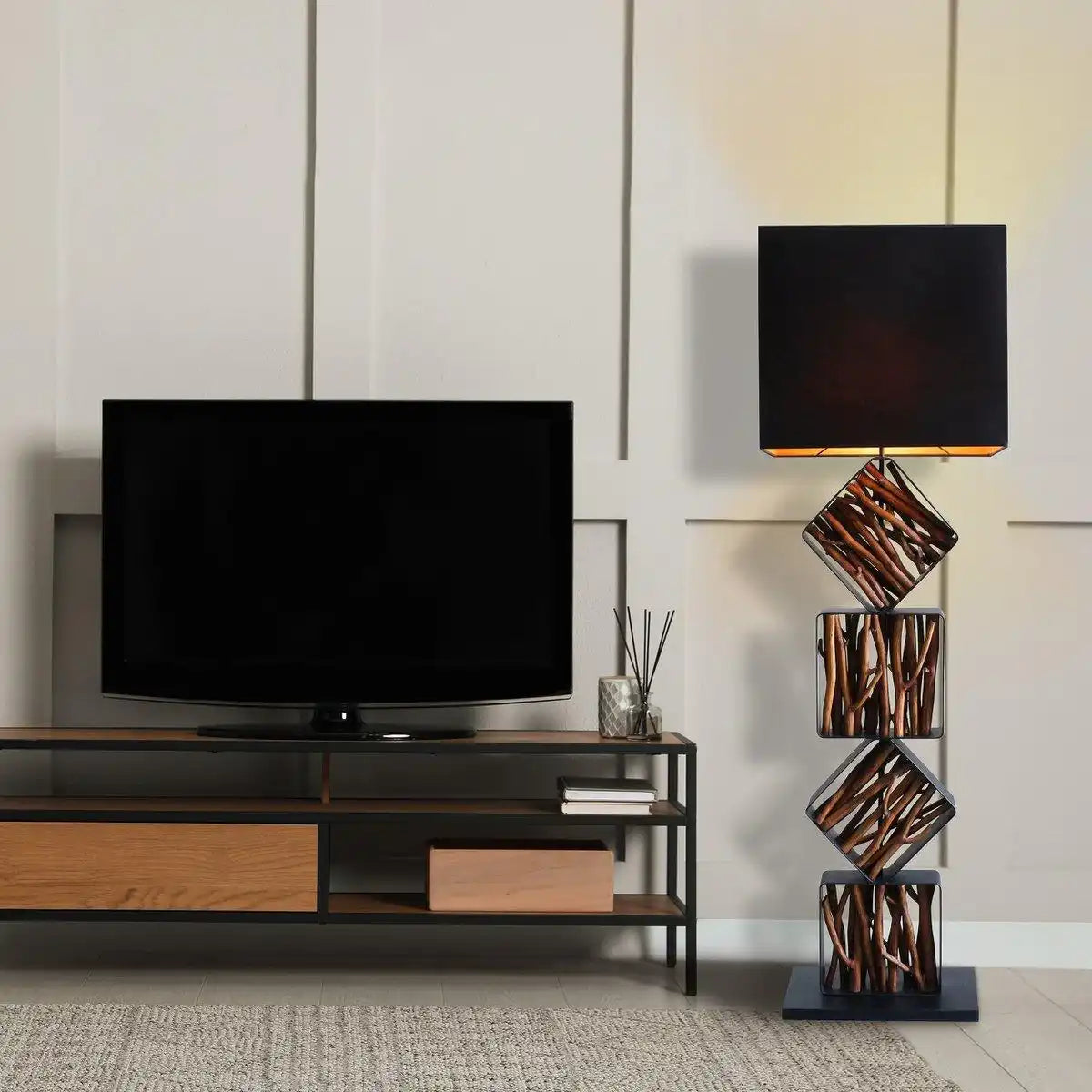 Stehleuchte Treibholz Natur/Schwarz 155 cm - HomeDesign Knaus