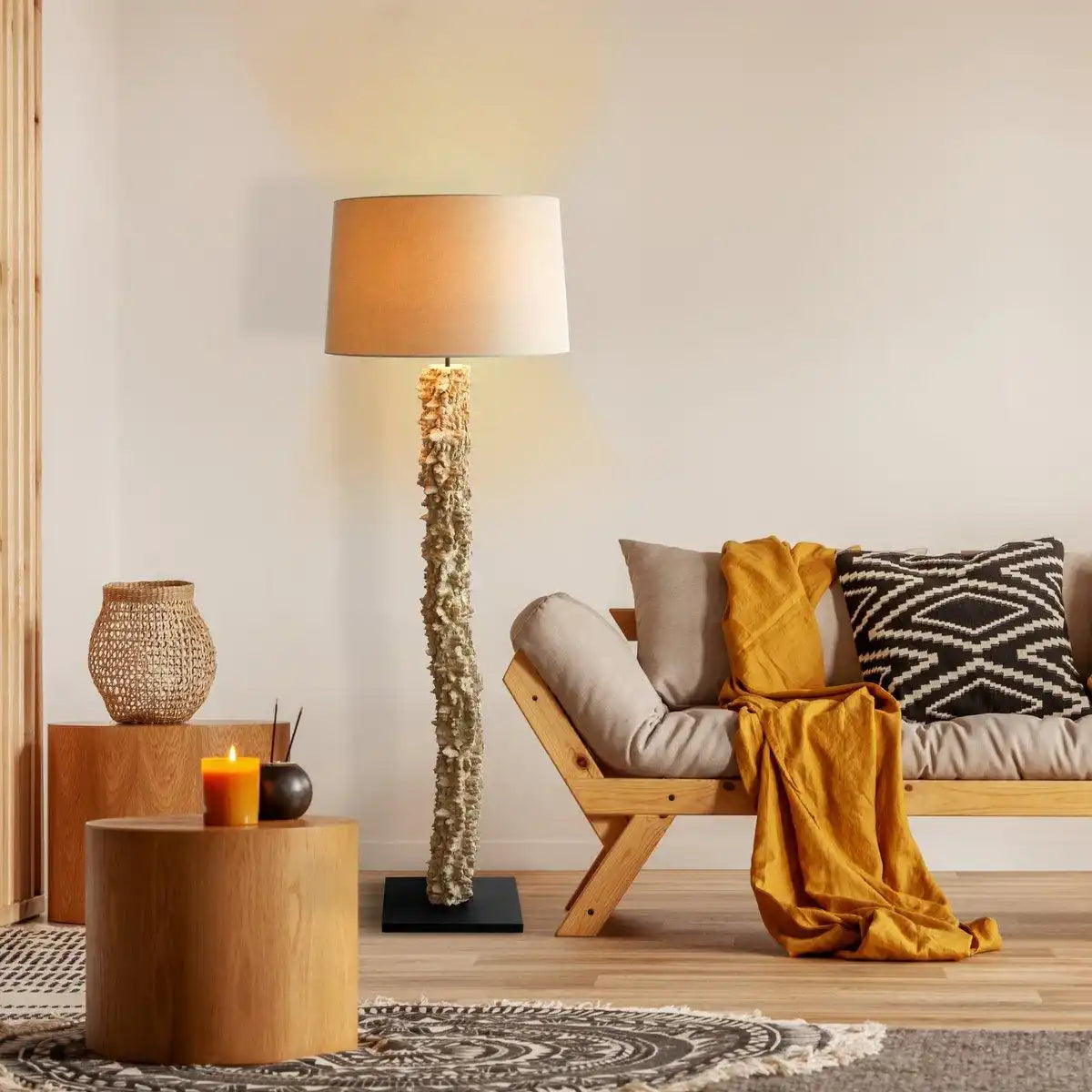 Stehleuchte Treibholz Natur/Weiß 150 cm - HomeDesign Knaus