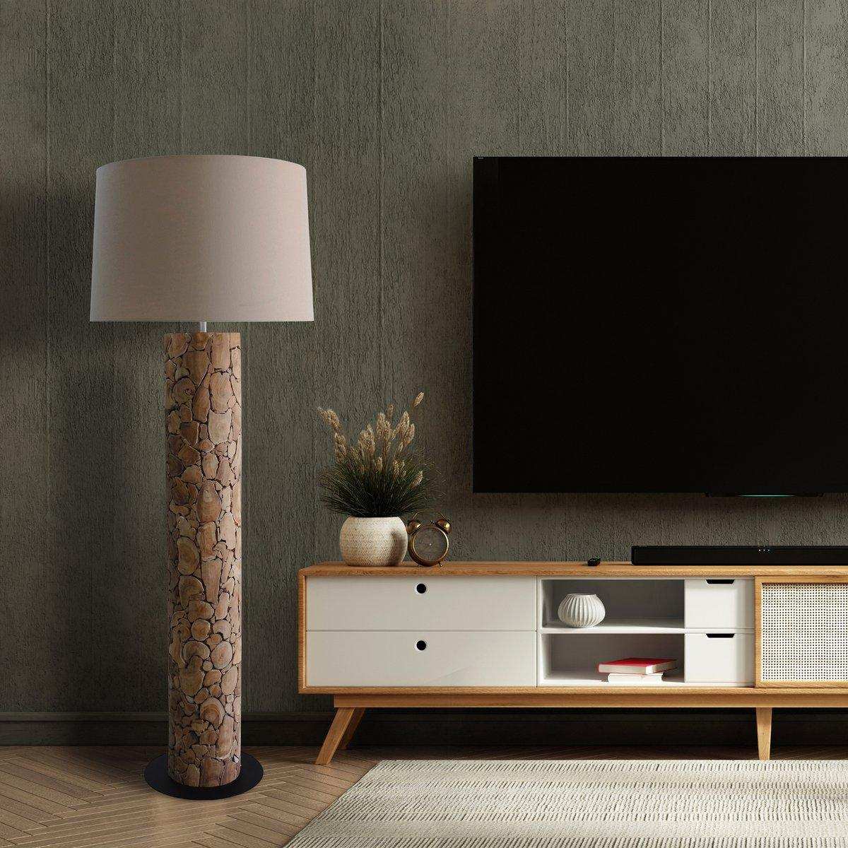 Stehleuchte Treibholz Natur/Weiß 170 cm - HomeDesign Knaus