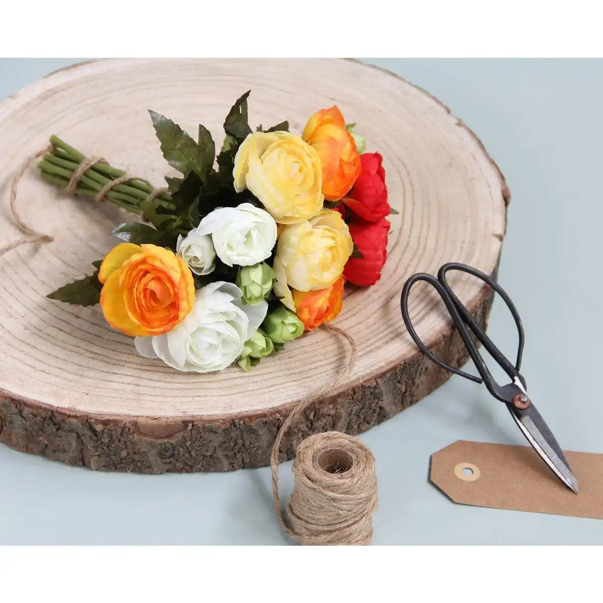 Strauß künstlicher Ranunkelblumen – H22 x Ø19 cm – Orange - HomeDesign Knaus