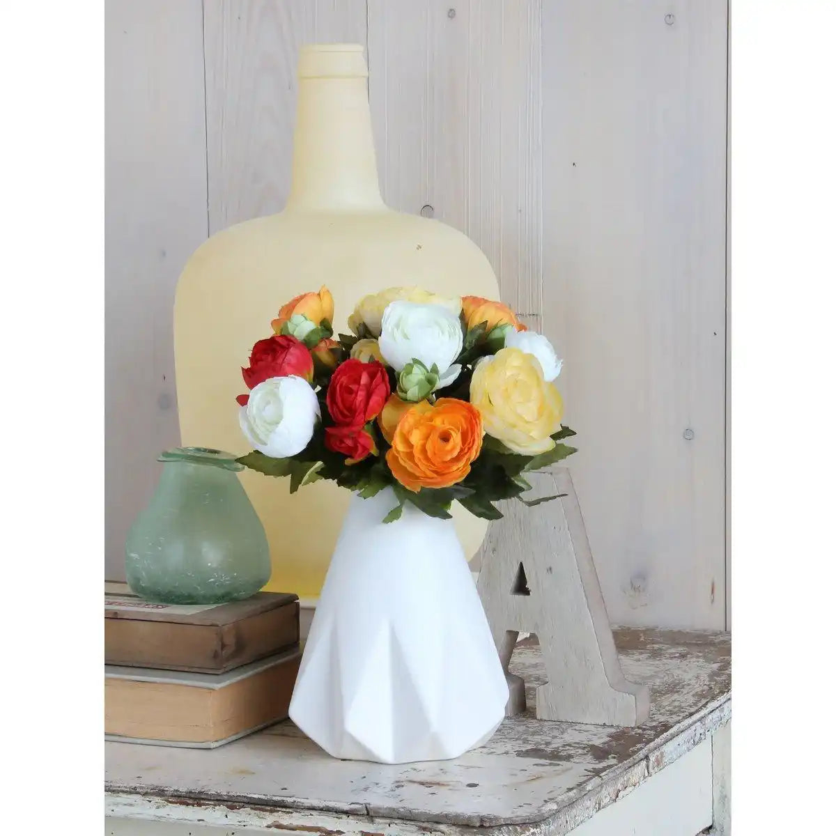 Strauß künstlicher Ranunkelblumen – H22 x Ø19 cm – Orange - HomeDesign Knaus