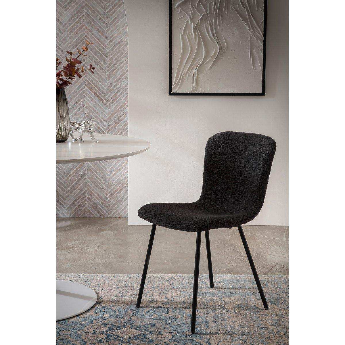 Stuhl Bouclé Optik 4er Set Schwarz - HomeDesign Knaus