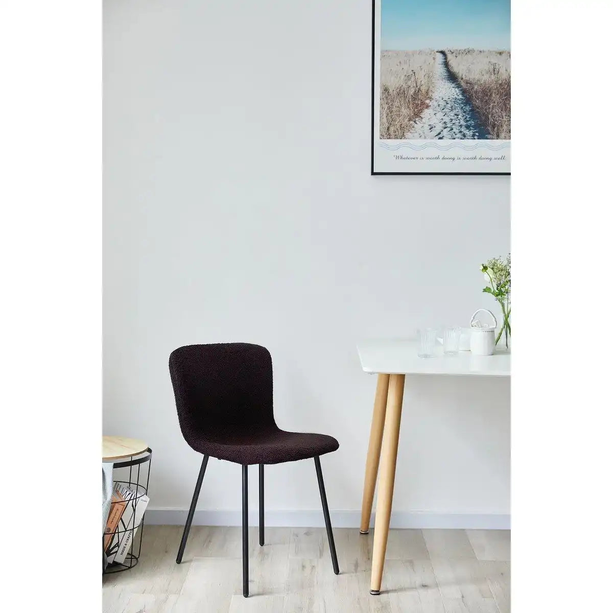 Stuhl Bouclé Optik 4er Set Schwarz - HomeDesign Knaus