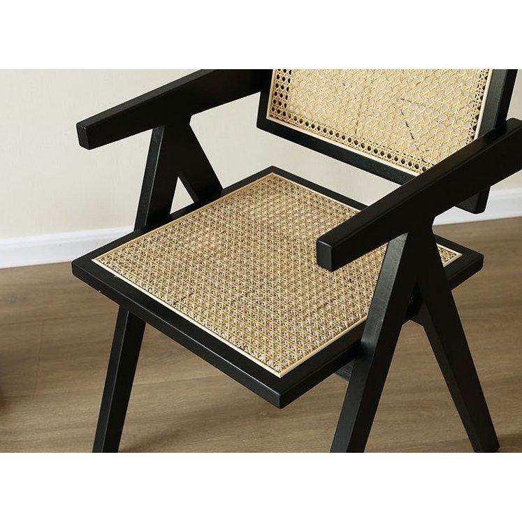 Stuhl Pierre Jeanneret Holz + Rattan, hohe Qualität - HomeDesign Knaus
