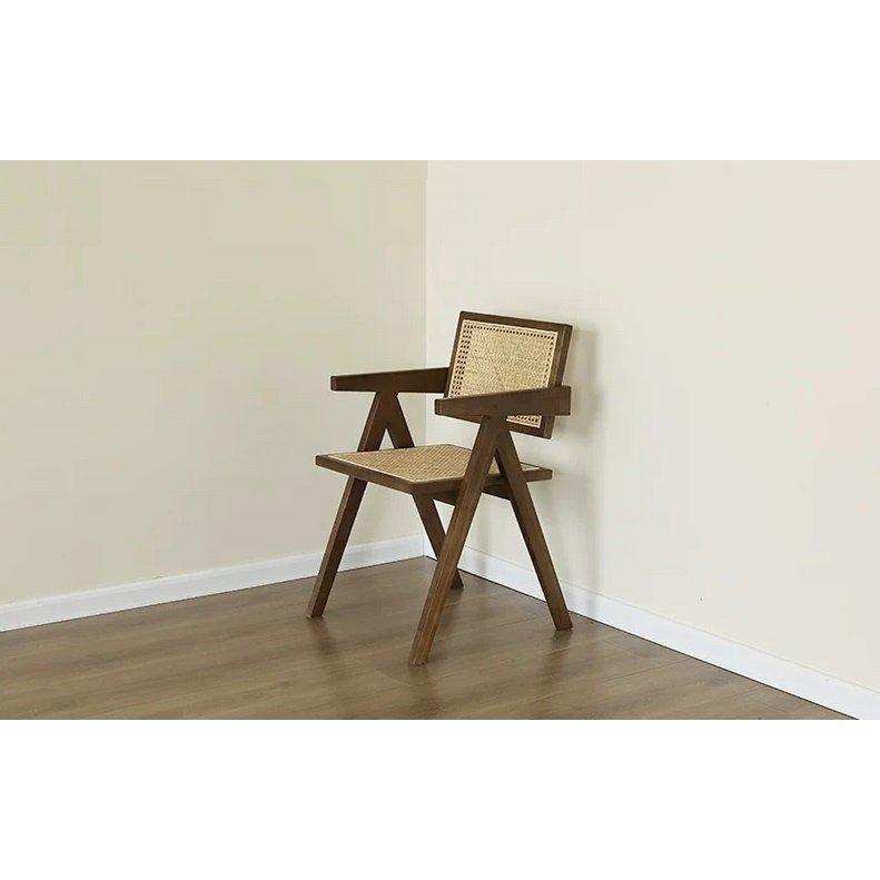Stuhl Pierre Jeanneret Holz + Rattan, hohe Qualität - HomeDesign Knaus