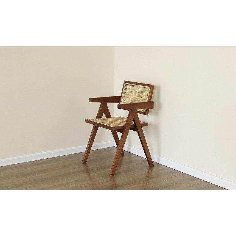 Stuhl Pierre Jeanneret Holz + Rattan, hohe Qualität - HomeDesign Knaus
