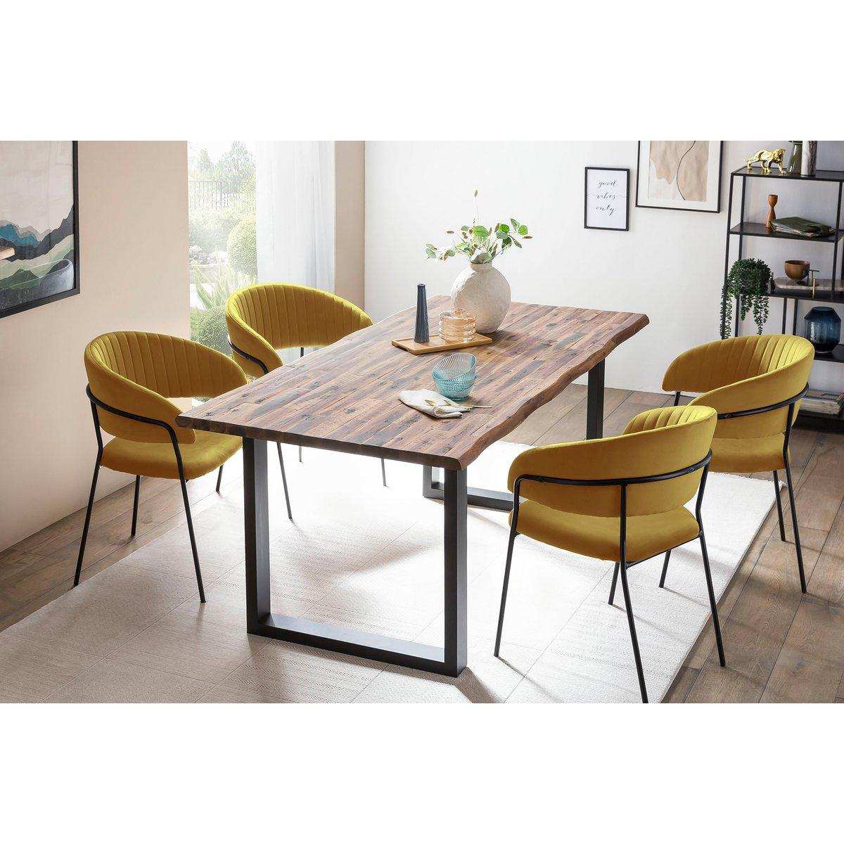 Stuhl Samt mit Rückensteppung Gelb - HomeDesign Knaus