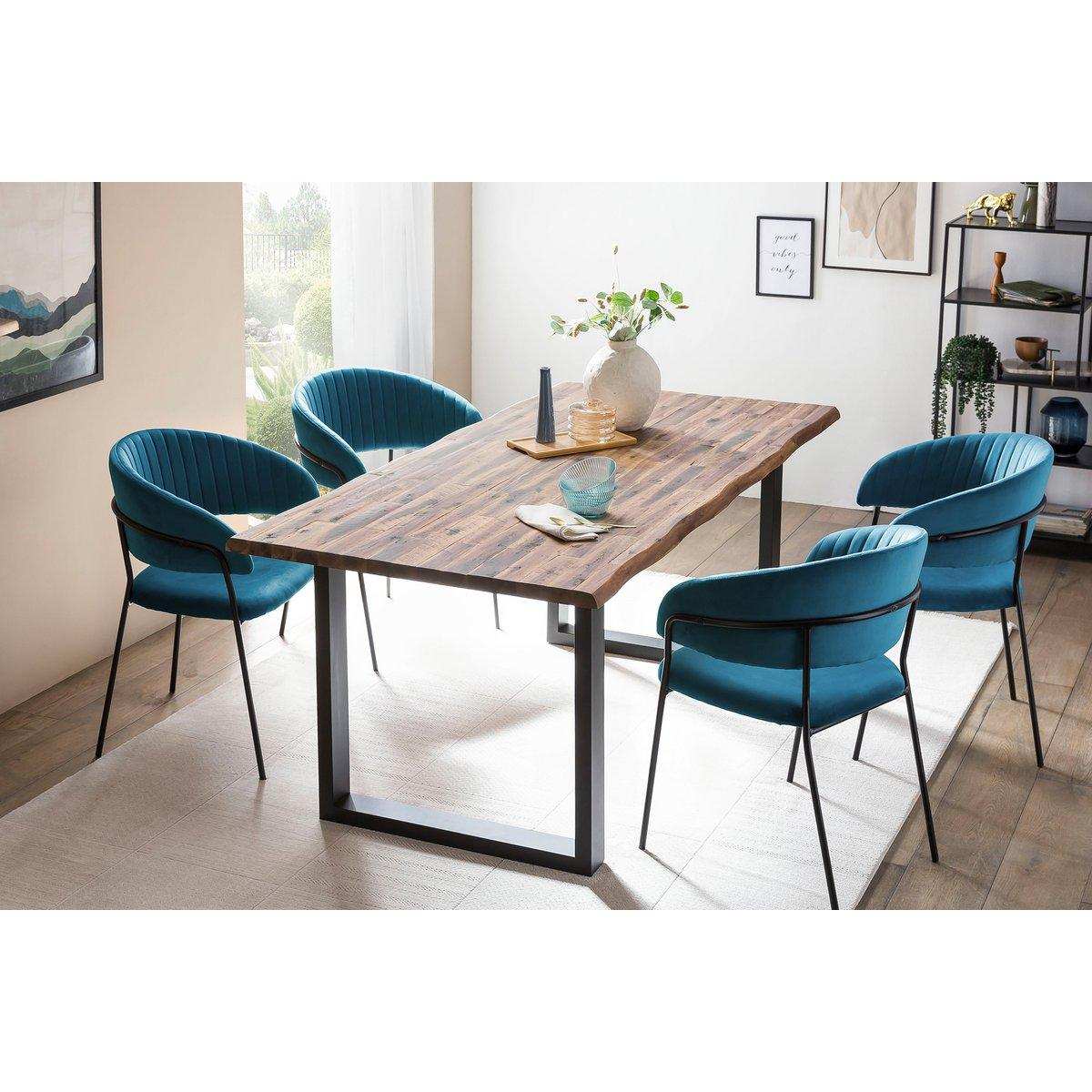 Stuhl Samt mit Rückensteppung Türkis - HomeDesign Knaus