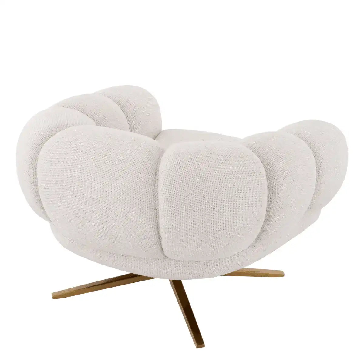 Sunset Drehstuhl Loungerssel Creme Sockel mit gebürstetem Messingfinish - HomeDesign Knaus