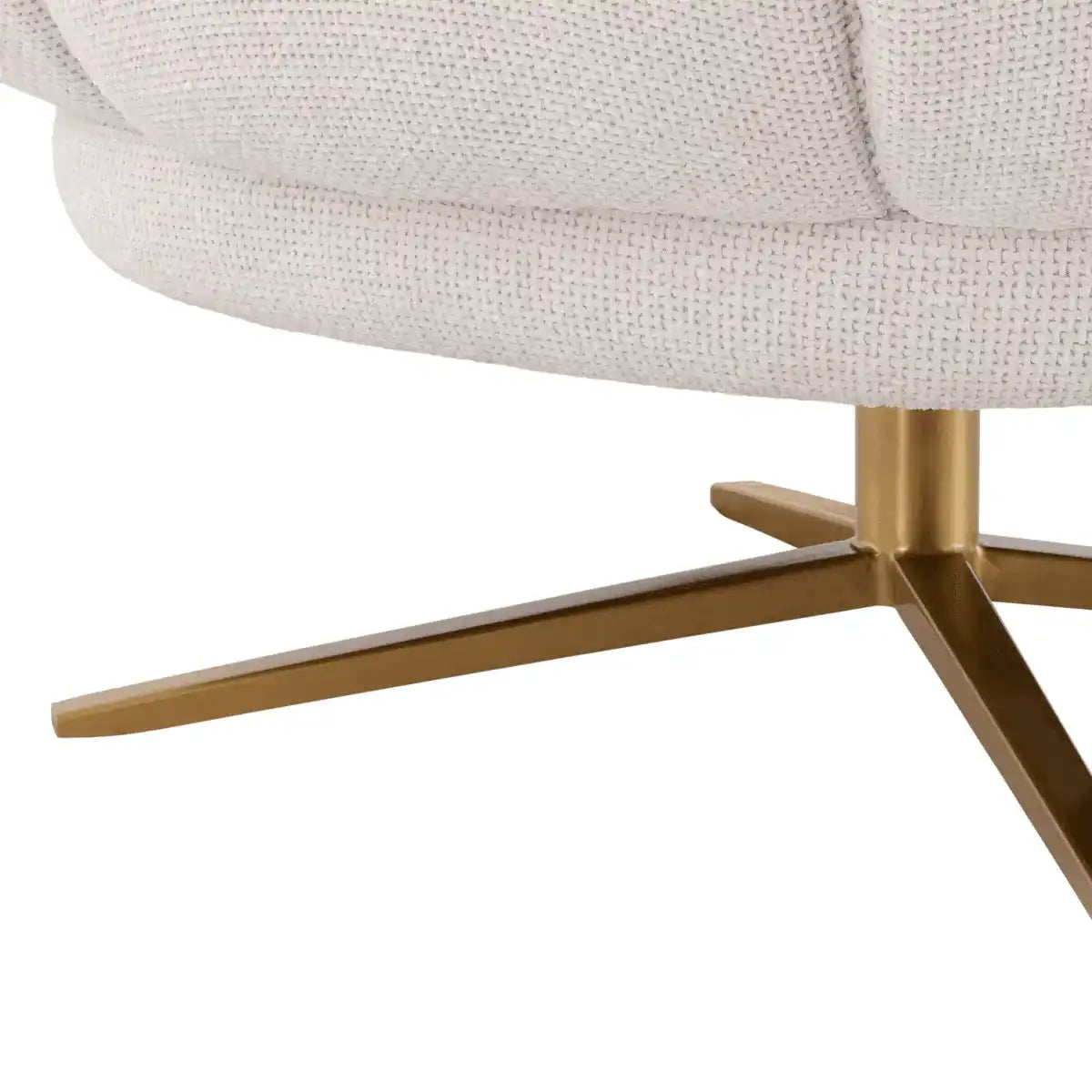 Sunset Drehstuhl Loungerssel Creme Sockel mit gebürstetem Messingfinish - HomeDesign Knaus