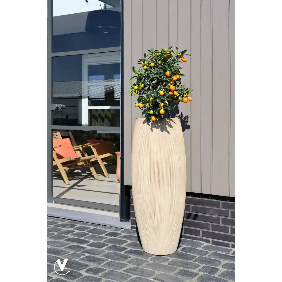 Surabaya XXL Deko-Blumenkübel Beige – handgefertigt, wetterfest & vielseitig beige - HomeDesign Knaus
