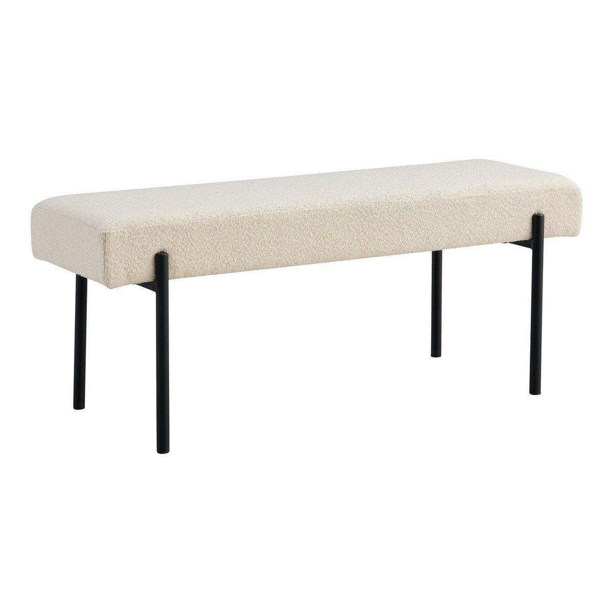 Swindon Bank – Bank aus Bouclé, weiß mit schwarzen Beinen, 100 x 36 x 42,5 cm, HN1232 - HomeDesign Knaus
