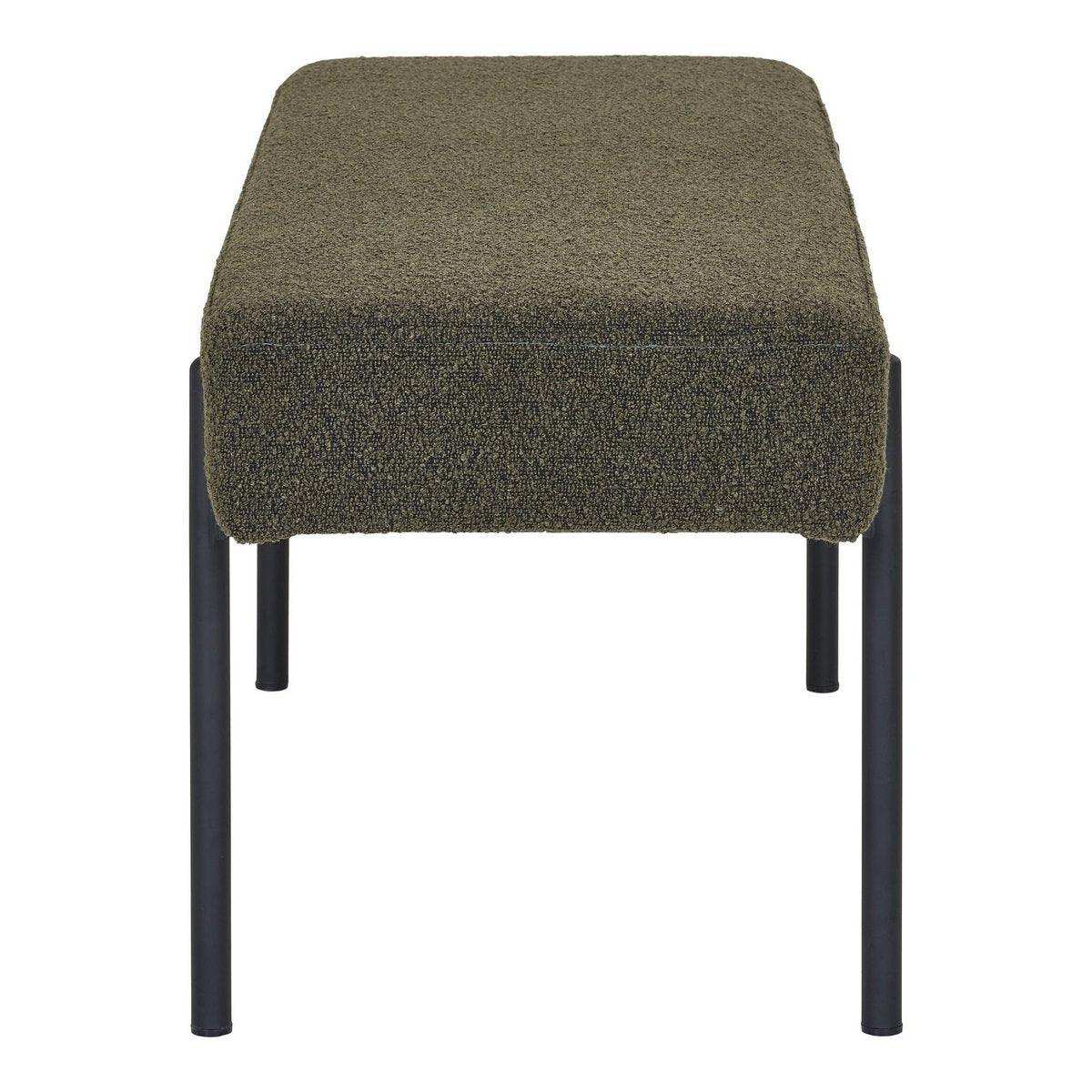 Swindon Bank – Dunkelgrün, Stahl, Stoff, Sperrholz, 100 x 36 x 42,5 cm - HomeDesign Knaus