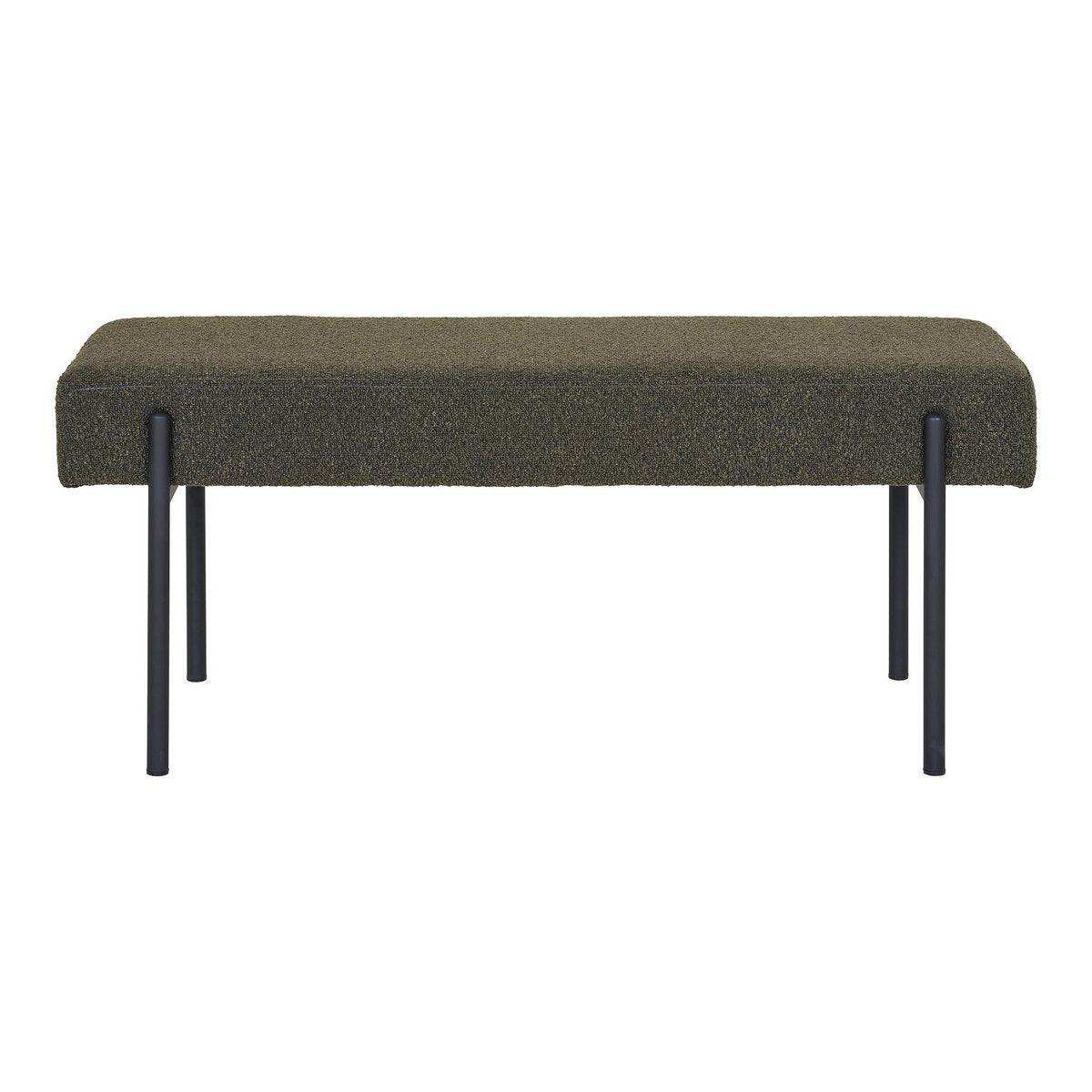 Swindon Bank – Dunkelgrün, Stahl, Stoff, Sperrholz, 100 x 36 x 42,5 cm - HomeDesign Knaus