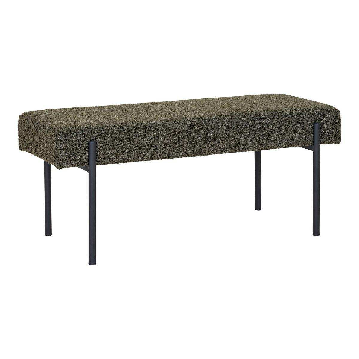 Swindon Bank – Dunkelgrün, Stahl, Stoff, Sperrholz, 100 x 36 x 42,5 cm - HomeDesign Knaus