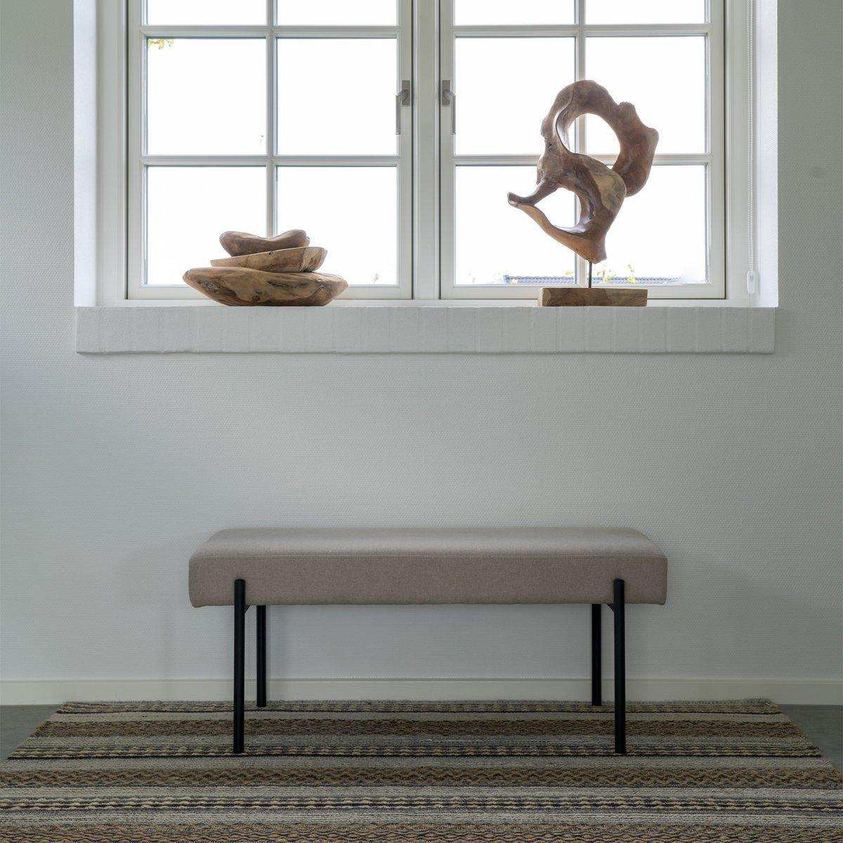 Swindon Bench – Bank, Sand mit schwarzen Beinen, 100 x 36 x 42,5 cm, HN1230 - HomeDesign Knaus