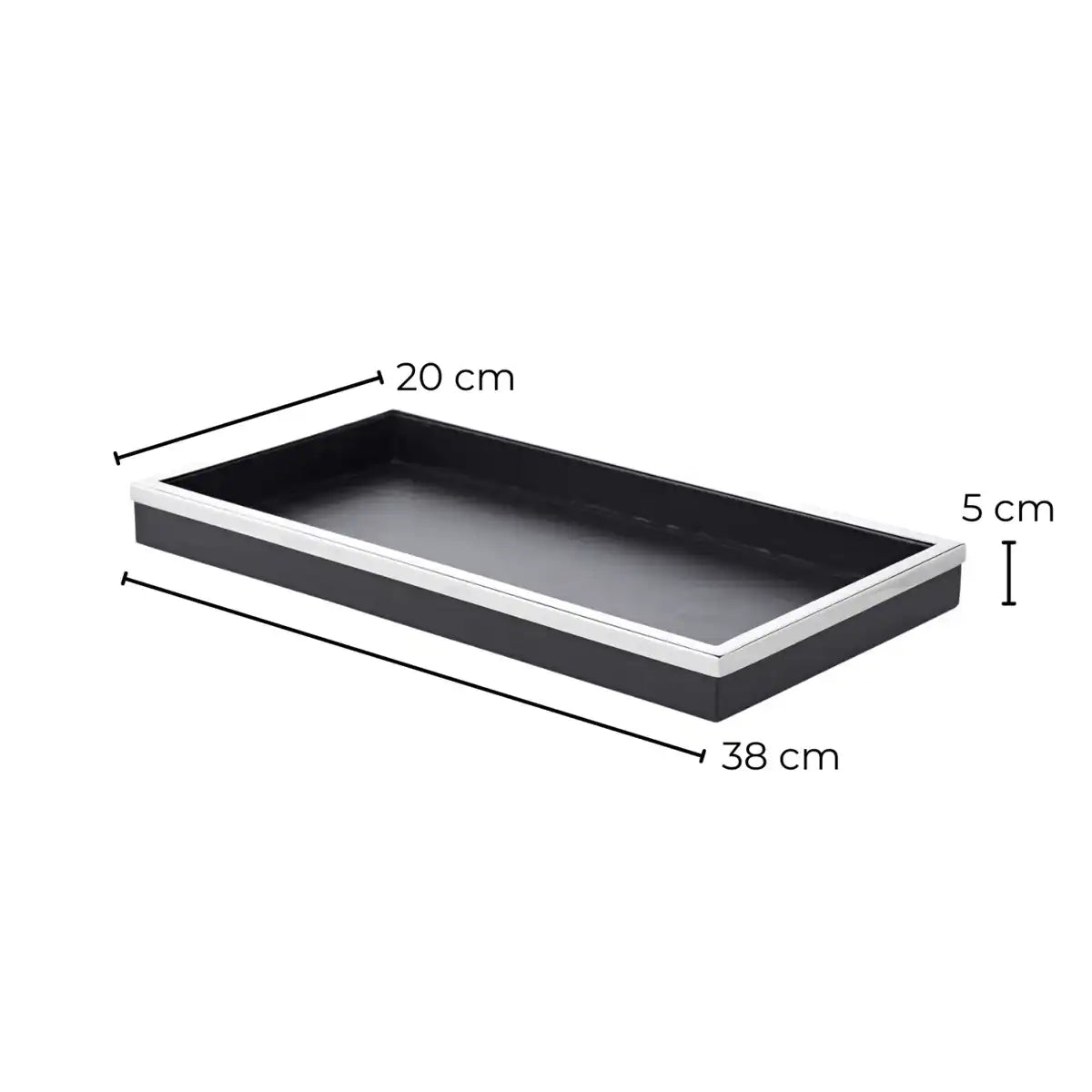 Tablett Jake (38x20 cm), schwarz, rechteckig - HomeDesign Knaus