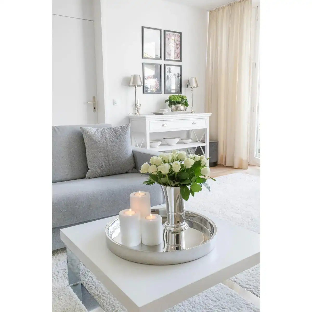 Tablett Serviertablett Richmond, rund, Edelstahl hochglanzpoliert, Durchmesser 55 cm - HomeDesign Knaus