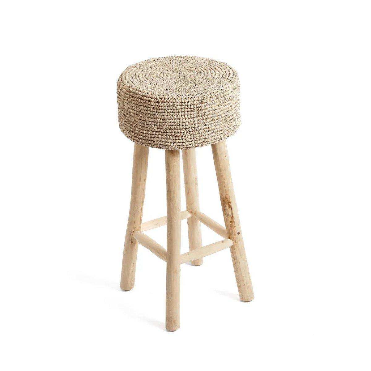 Teakholz Barhocker handgewebt Rustika - HomeDesign Knaus