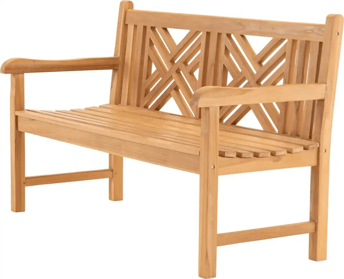Teakholz Holzbank Teak Gartenbank Cross 150 cm - HomeDesign Knaus