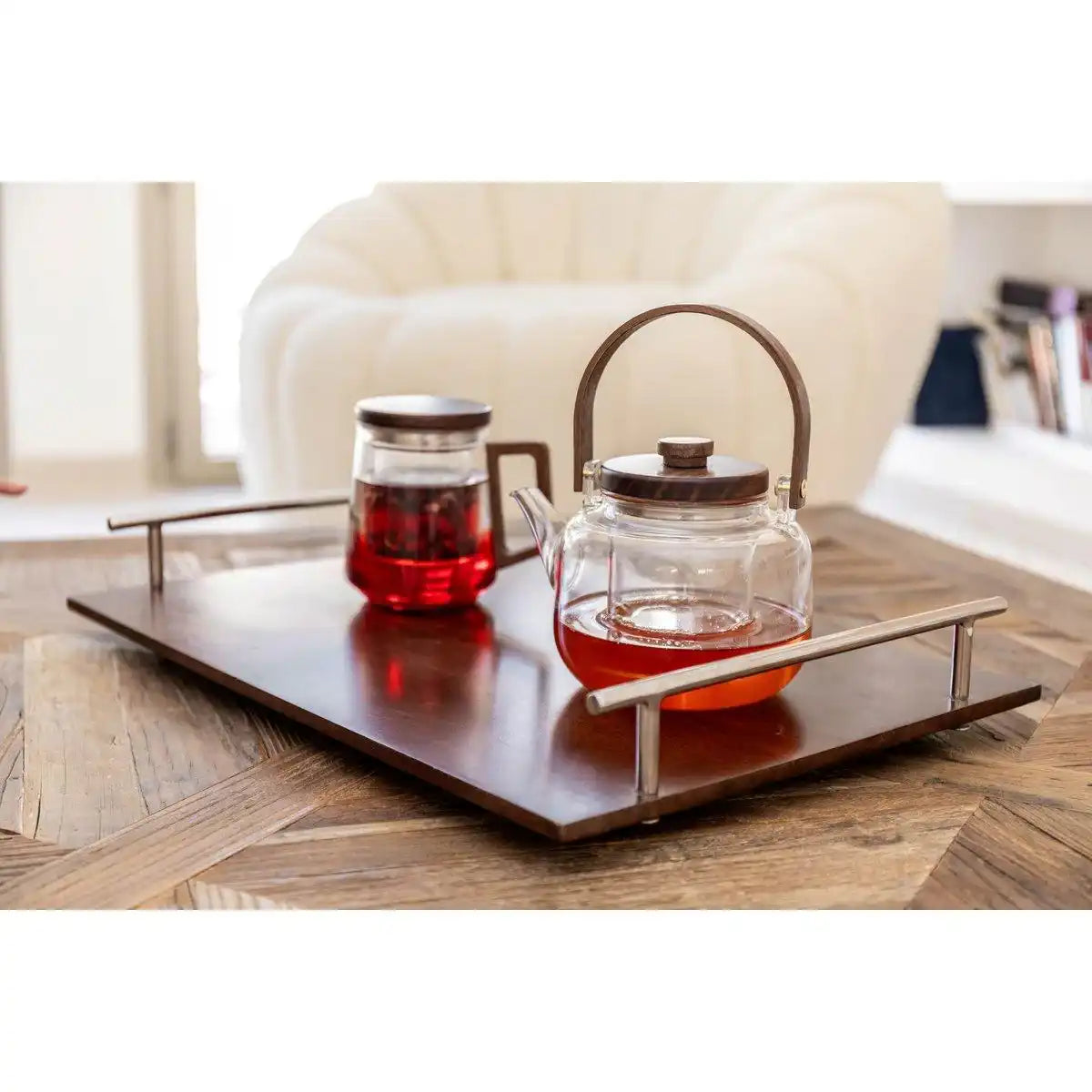 TEEKANNE AUS GLAS MIT HOLZGRIFF 17X14,8X12,5CM - HomeDesign Knaus