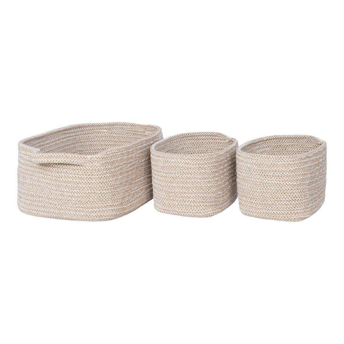 Teixo Basket - Korb, Baumwolle, Beige, 3er-Set - HomeDesign Knaus