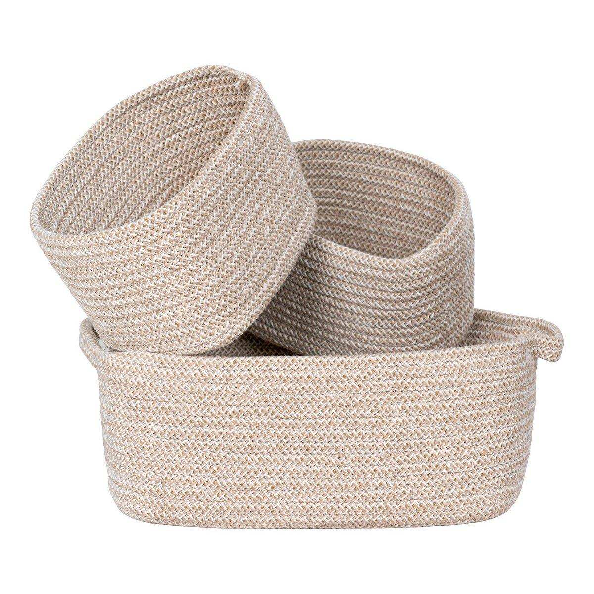 Teixo Basket - Korb, Baumwolle, Beige, 3er-Set - HomeDesign Knaus