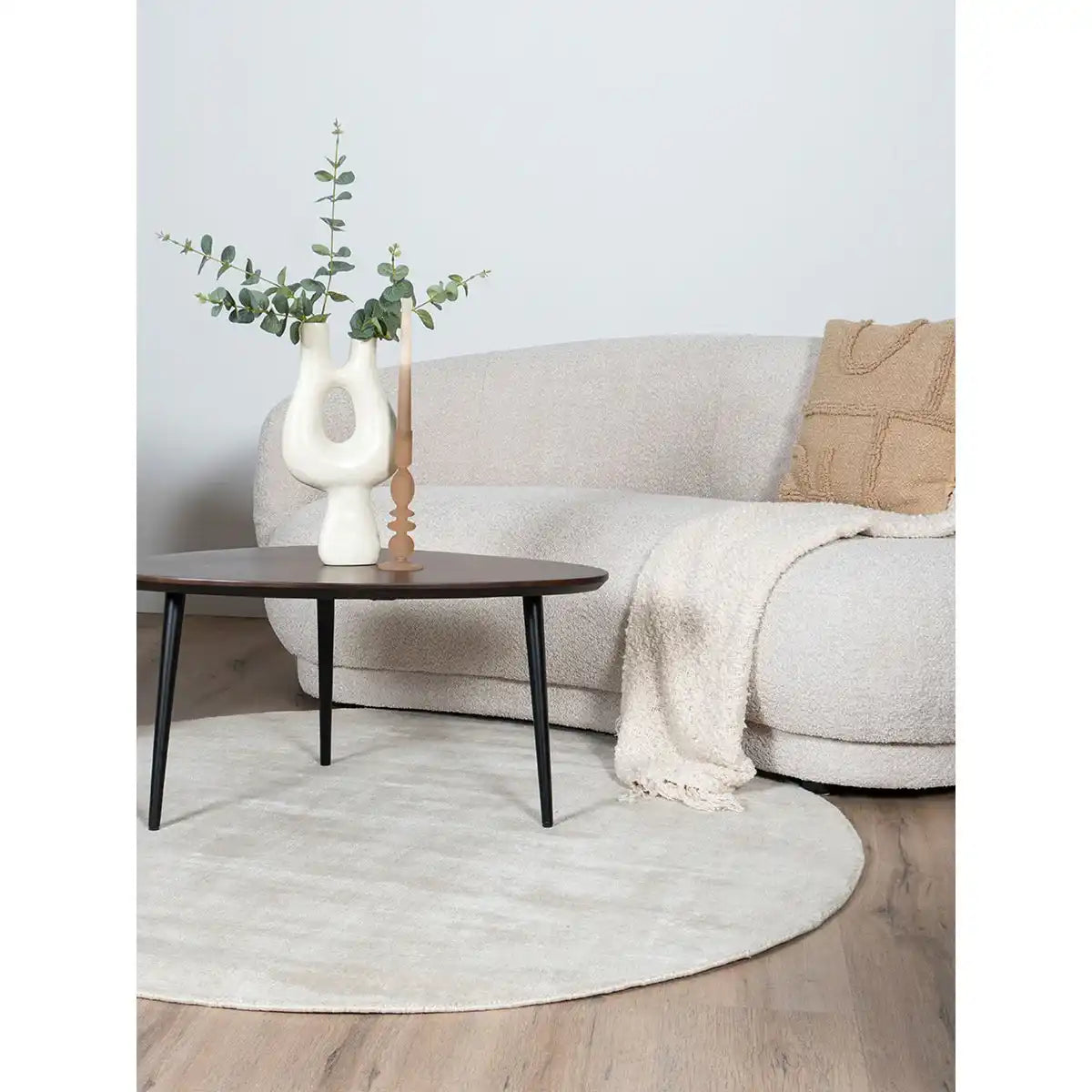 Teppich Cos – Viskose Beige Rund ø200 cm - HomeDesign Knaus