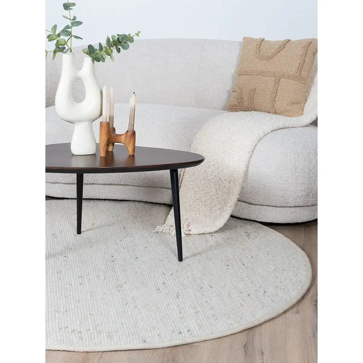 Teppich Scott Beige Rund ø160 cm - HomeDesign Knaus