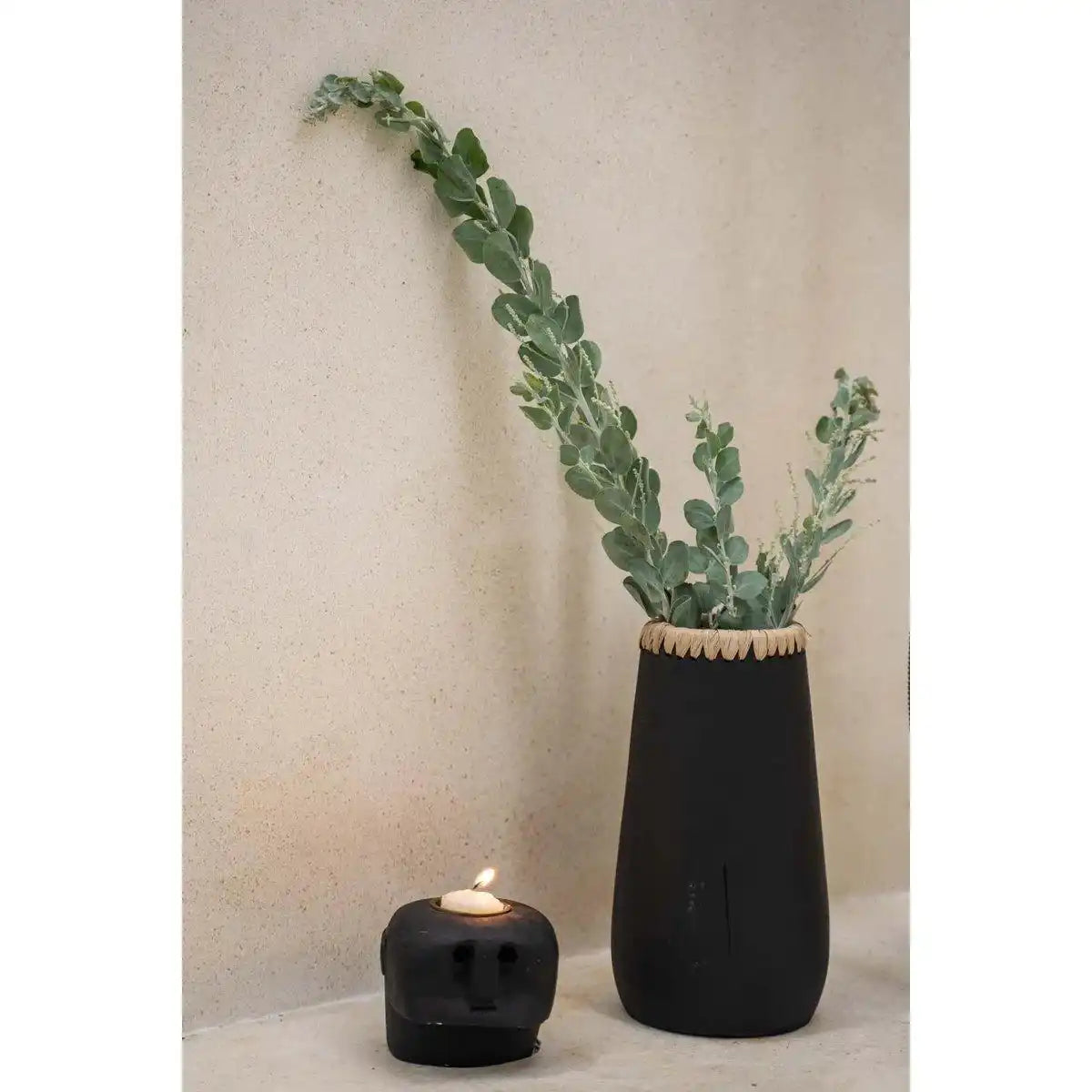 Textil Blumenvase Sneaky Vase Schwarz Natur Terrakotta - HomeDesign Knaus