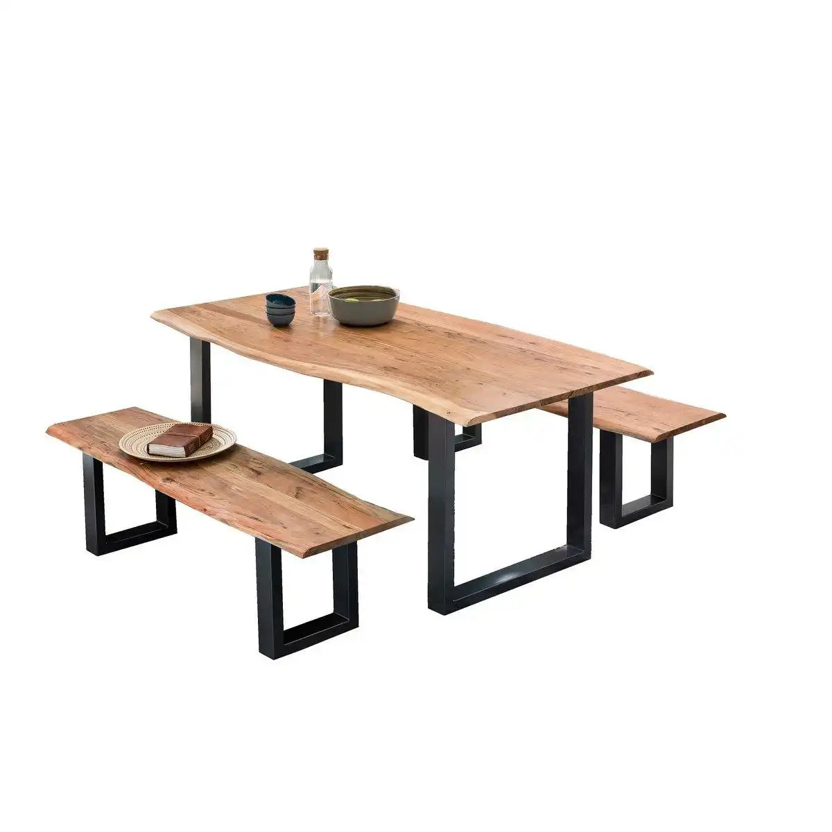Tisch 120 x 80 cm, Platte natur, Gestell schwarz - HomeDesign Knaus