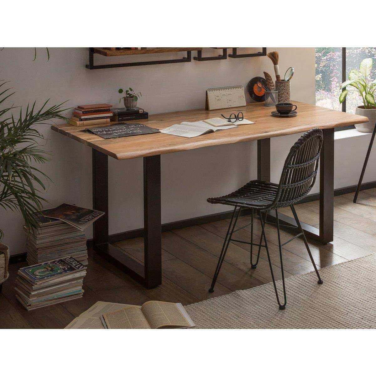 Tisch 120 x 80 cm, Platte natur, Gestell schwarz - HomeDesign Knaus